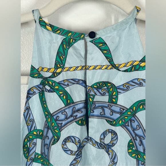 Tommy Hilfiger Collection Nautical Silk Halter Dress 6 | Blue Green Midi Keyhole - Picture 8 of 13